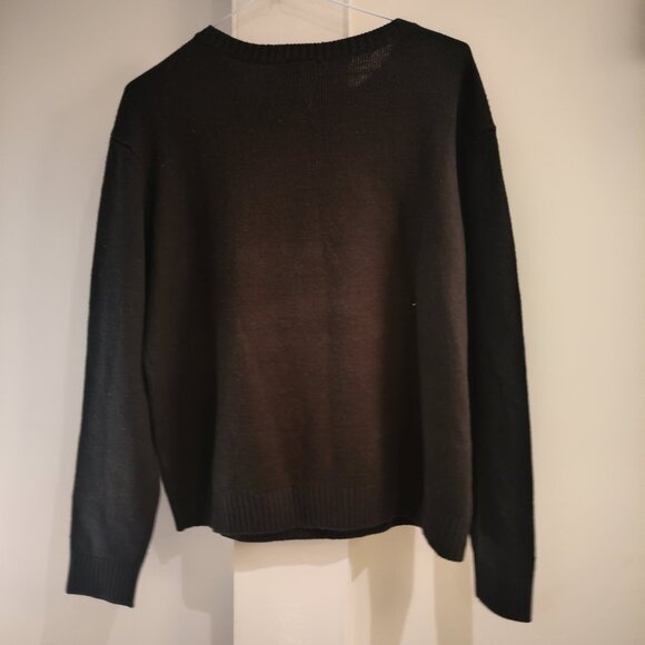 H&M Novelty Embroidered  "Meowy X-Mas" Black Knit Sweater womens sz Medium - Picture 5 of 6
